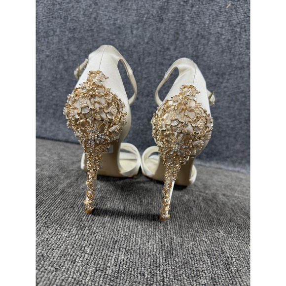 Dune London Shoes - Dune London Heels Womens 9 White Strappy Beaded Heel Ankle Strap 513MARRYS